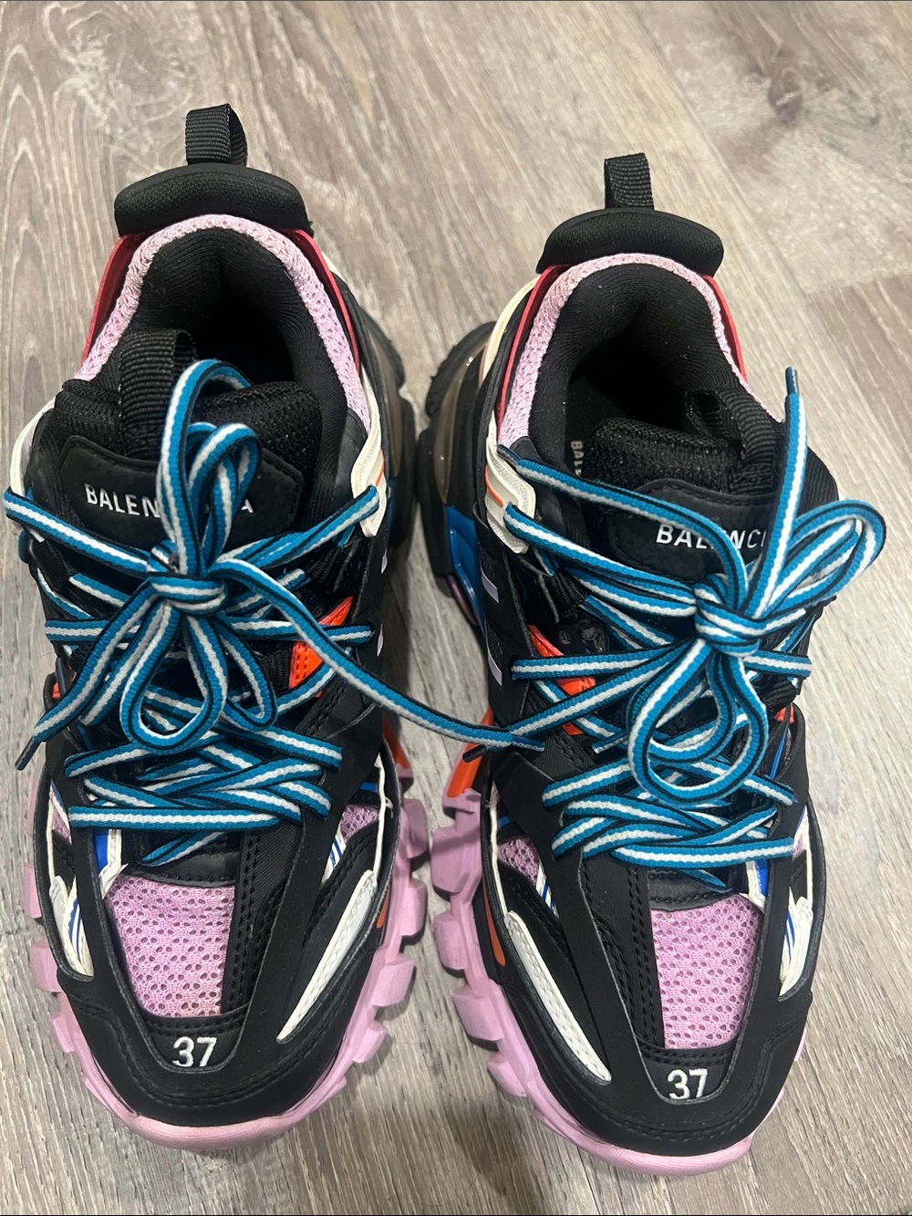 Balenciaga Women’s Multi-Color Track Sneakers - Black, Pink & Blue